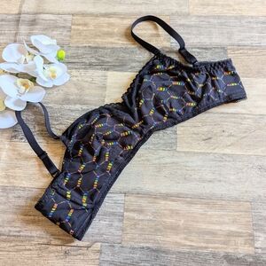 Savage x Fenty black and rainbow logo bra bralette size 1X XL EUC